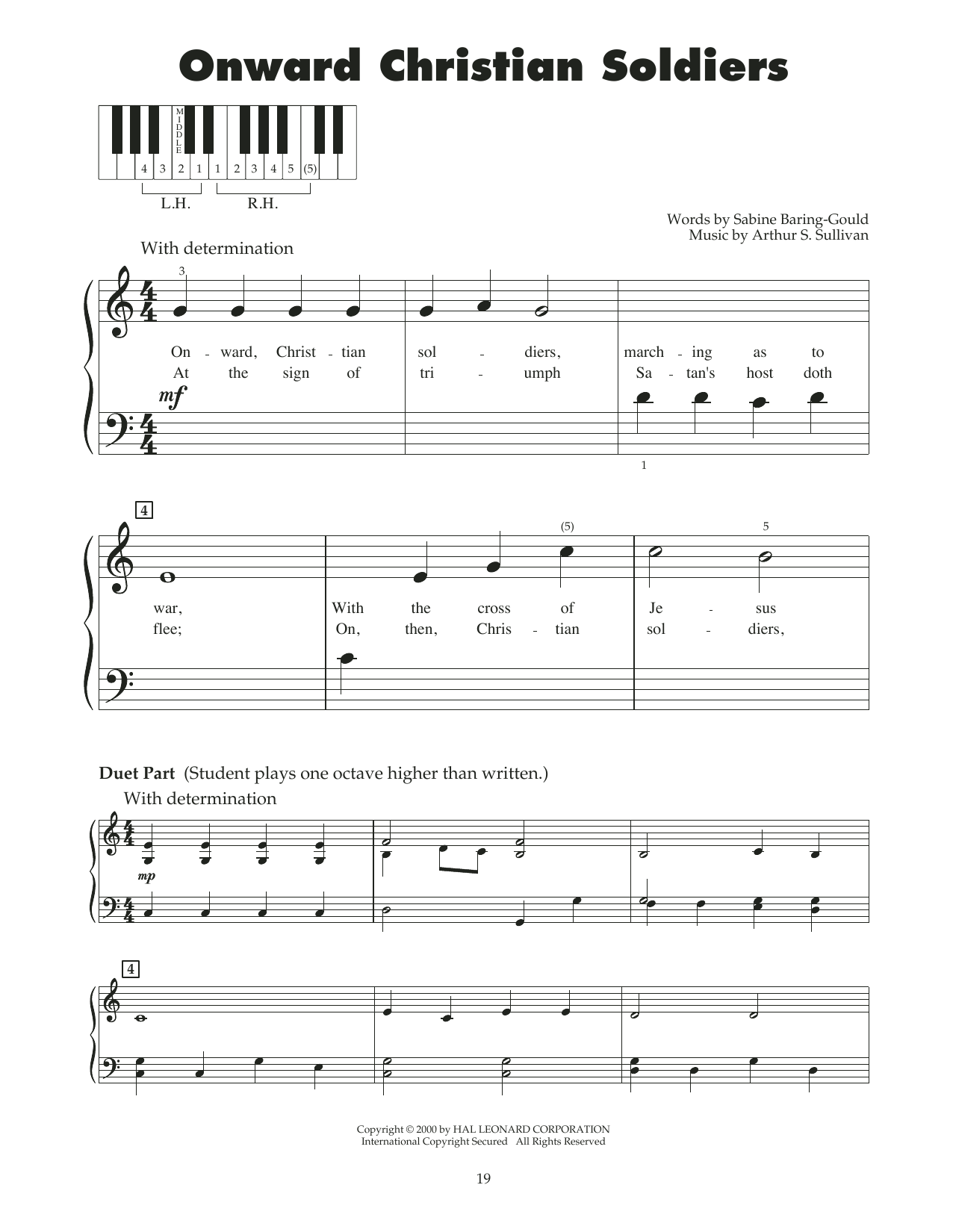 Download Sabine Baring-Gould Onward, Christian Soldiers (arr. Carol Klose) Sheet Music and learn how to play 5-Finger Piano PDF digital score in minutes
