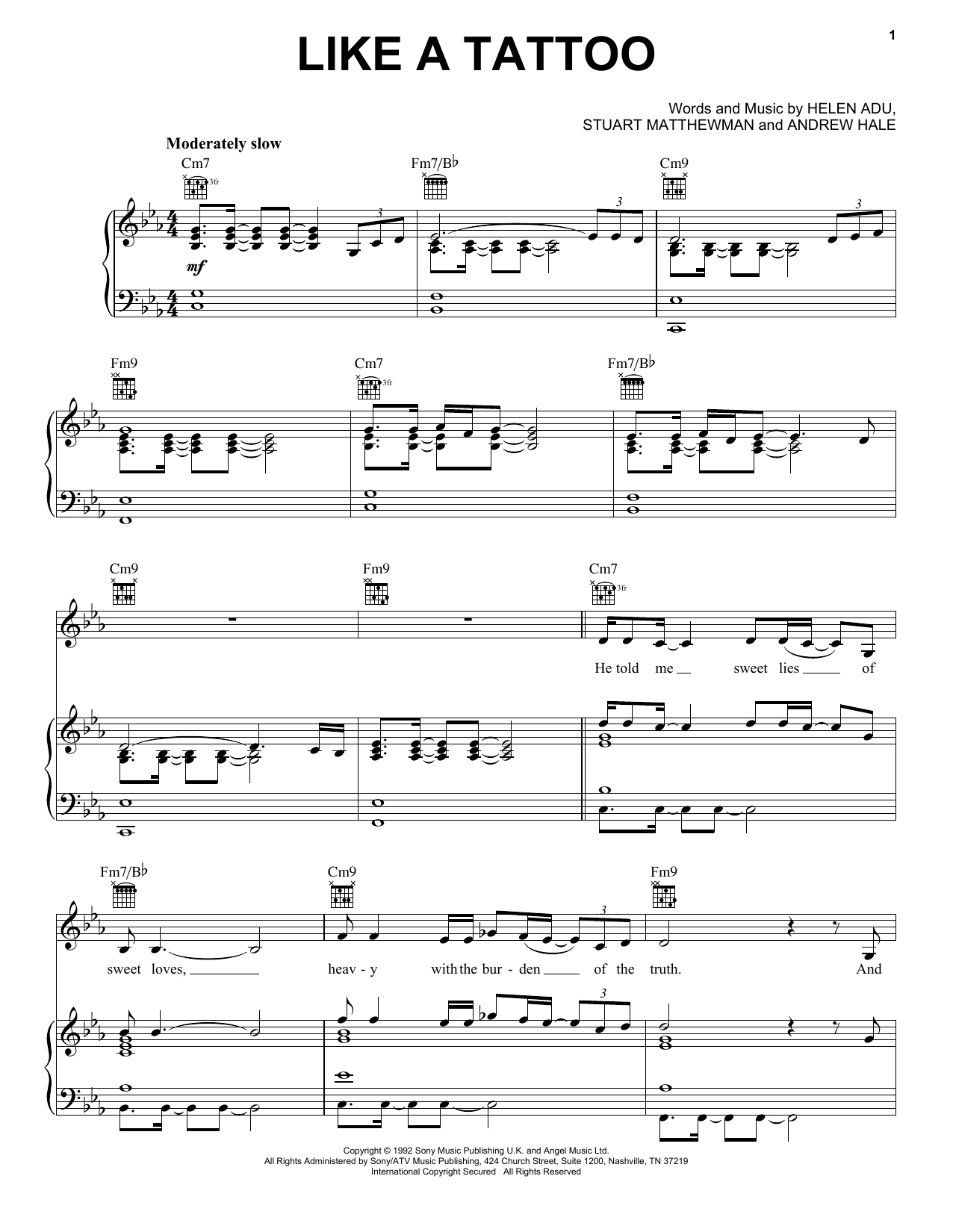 Download Sade Sheet Music and learn how to play Piano, Vocal & Guitar (Right-Hand Melody) PDF score in minutes