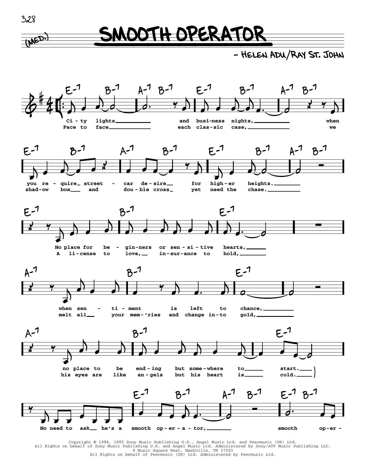 Download Sade Smooth Operator (Low Voice) Sheet Music and learn how to play Real Book – Melody, Lyrics & Chords PDF digital score in minutes