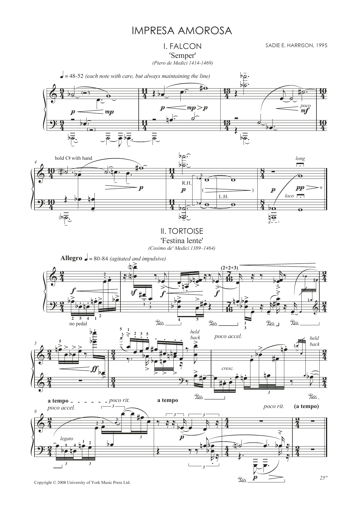 Download Sadie Harrison Impresa Amorosa Sheet Music and learn how to play Piano PDF digital score in minutes
