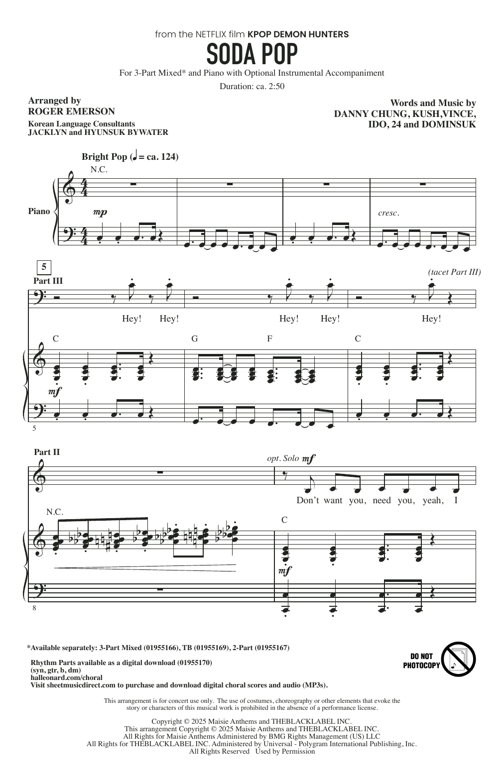 Download Saja Boys Soda Pop (from KPop Demon Hunters) (arr. Roger Emerson) Sheet Music and learn how to play 2-Part Choir PDF digital score in minutes