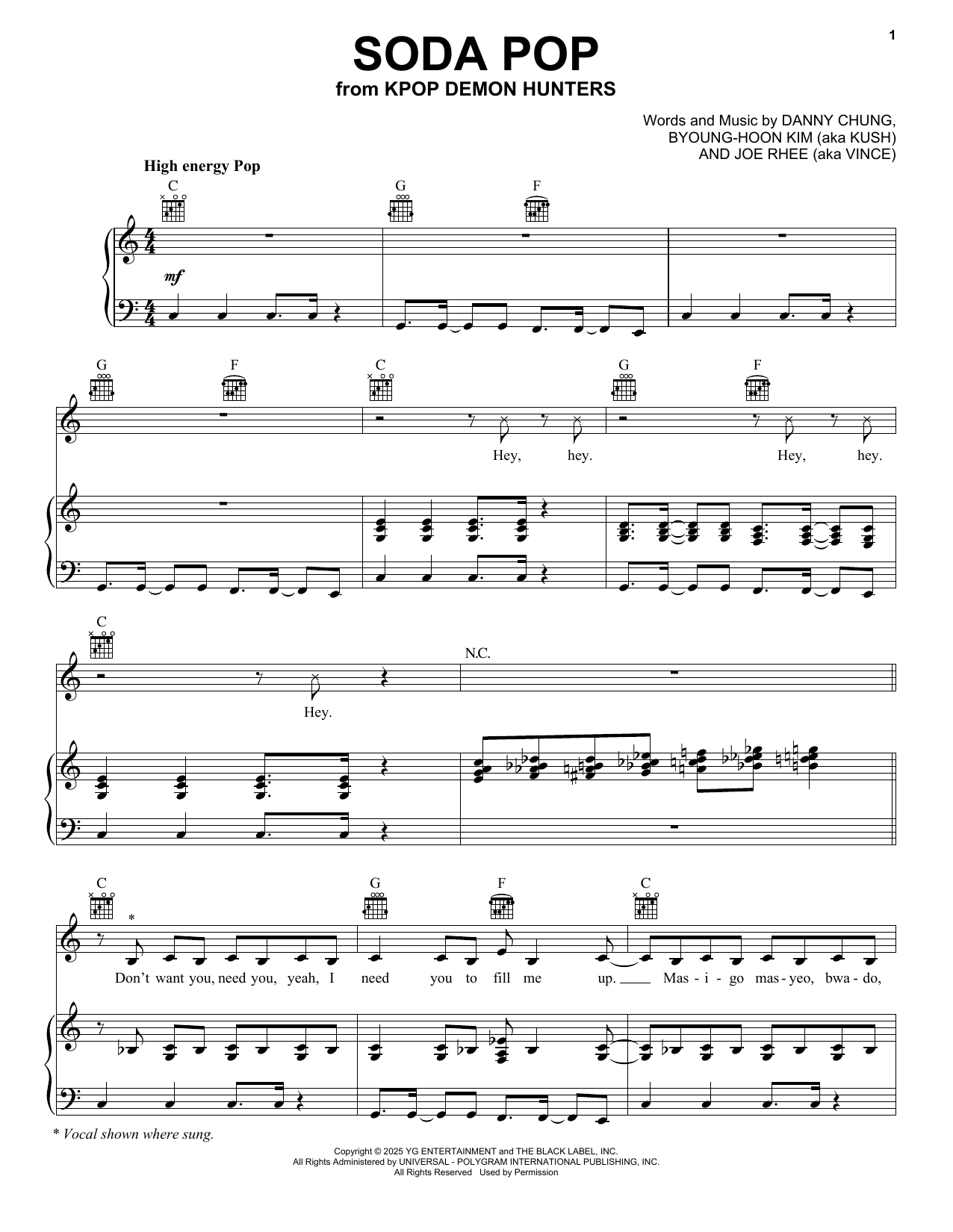 Download Saja Boys Soda Pop (from KPop Demon Hunters) Sheet Music and learn how to play Piano, Vocal & Guitar Chords (Right-Hand Melody) PDF digital score in minutes