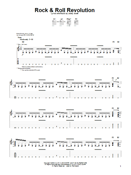Download Saliva Rock & Roll Revolution Sheet Music and learn how to play Guitar Tab PDF digital score in minutes