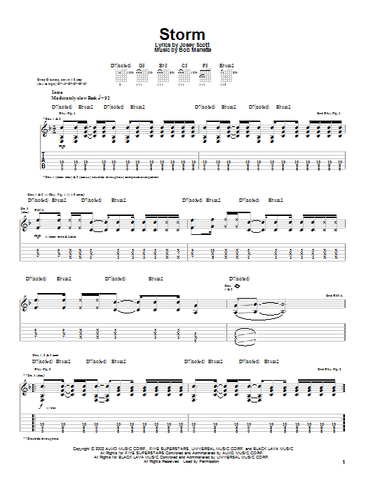 Download Saliva Storm Sheet Music and learn how to play Guitar Tab PDF digital score in minutes