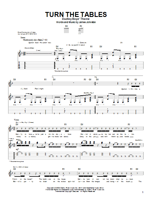 Download Saliva Turn The Tables Sheet Music and learn how to play Guitar Tab PDF digital score in minutes