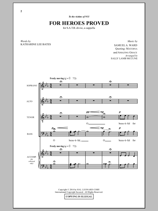 Download Sally Lamb McCune For Heroes Proved Sheet Music and learn how to play SATB PDF digital score in minutes