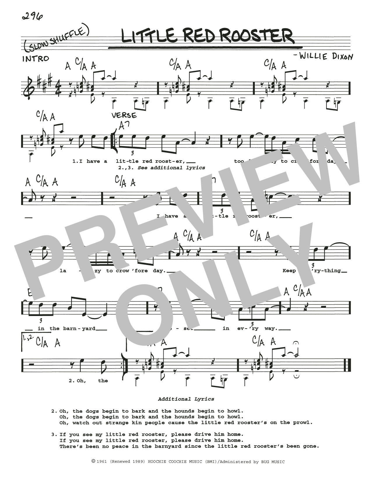 Download Sam Cooke Little Red Rooster Sheet Music and learn how to play Real Book – Melody, Lyrics & Chords PDF digital score in minutes
