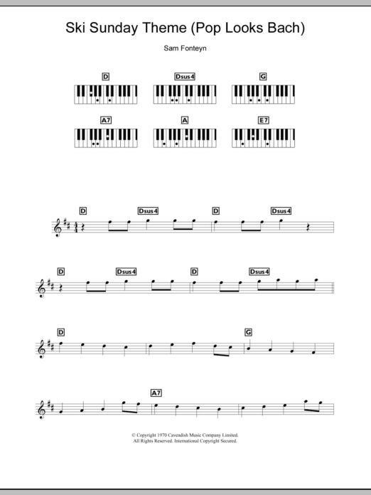 Download Sam Fonteyn Ski Sunday Theme (Pop Looks Bach) Sheet Music and learn how to play Clarinet PDF digital score in minutes