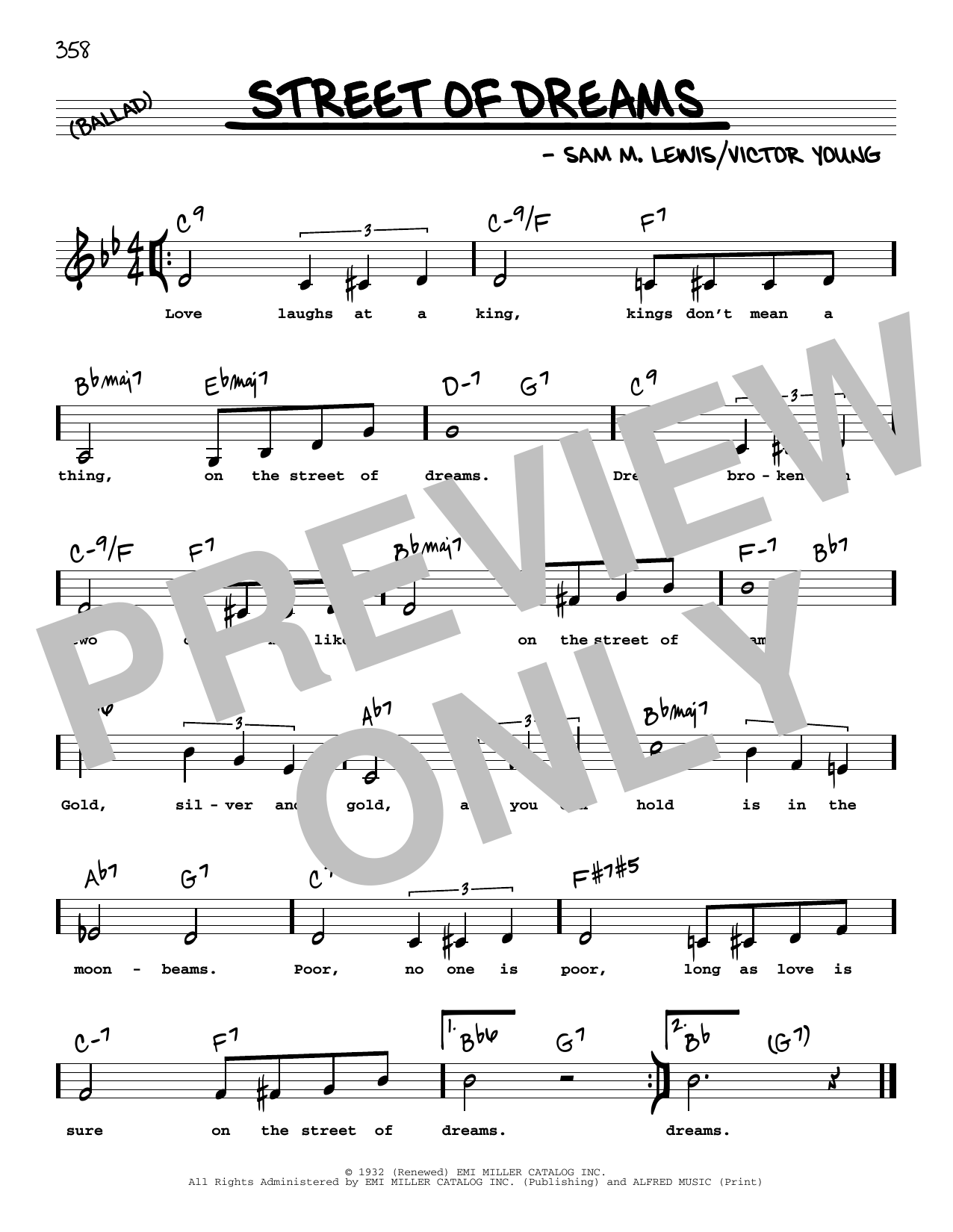 Download Sam Lewis Street Of Dreams (Low Voice) Sheet Music and learn how to play Real Book – Melody, Lyrics & Chords PDF digital score in minutes