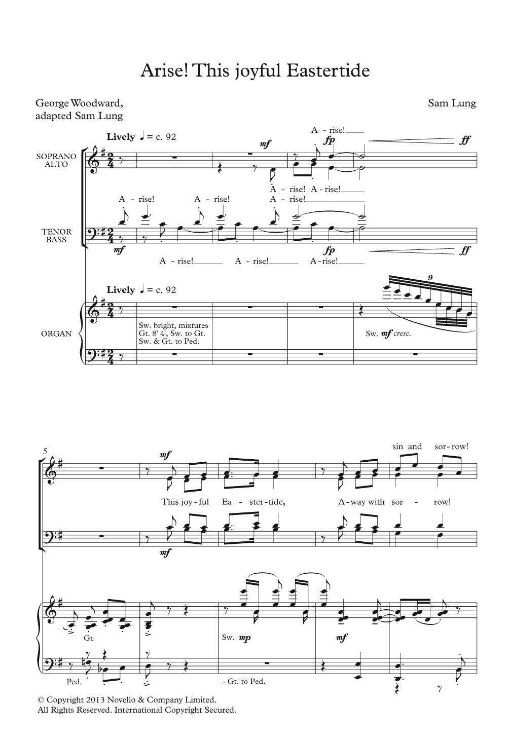 Download Sam Lung Arise! This Joyful Eastertide Sheet Music and learn how to play SATB Choir PDF digital score in minutes