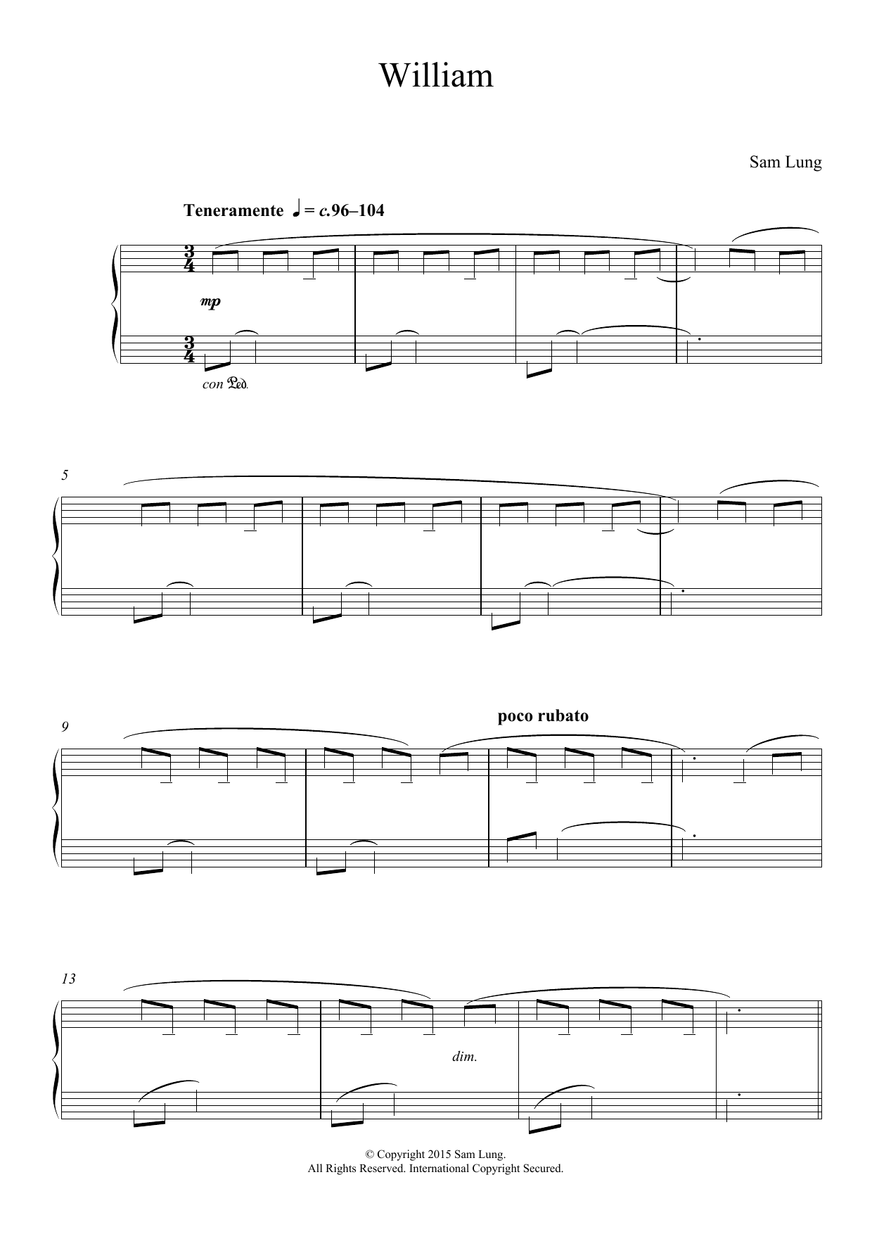 Download Sam Lung William Sheet Music and learn how to play Piano PDF digital score in minutes