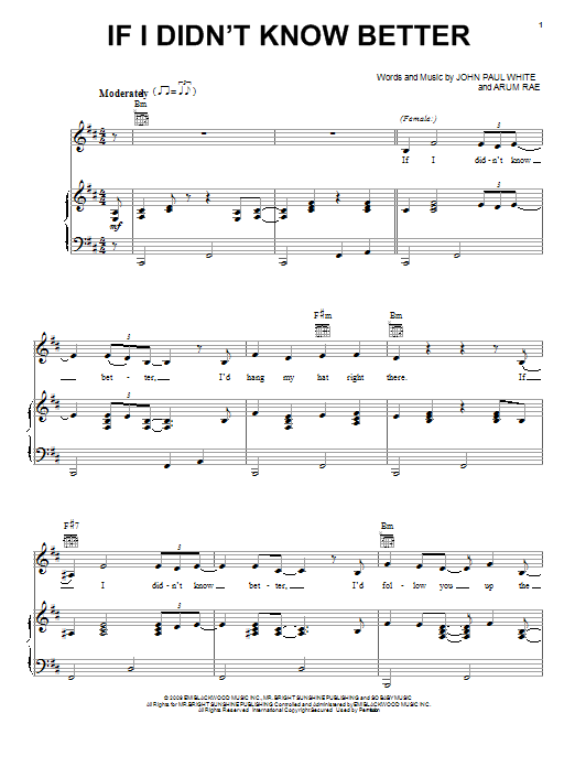 Download Sam Palladio and Clare Bowen If I Didn't Know Better (from the TV series 'Nashville') Sheet Music and learn how to play Piano, Vocal & Guitar (Right-Hand Melody) PDF digital score in minutes