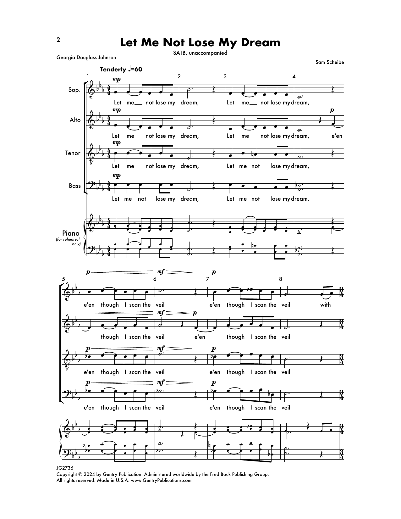 Download Sam Scheibe Let Me Not Lose My Dream Sheet Music and learn how to play SATB Choir PDF digital score in minutes