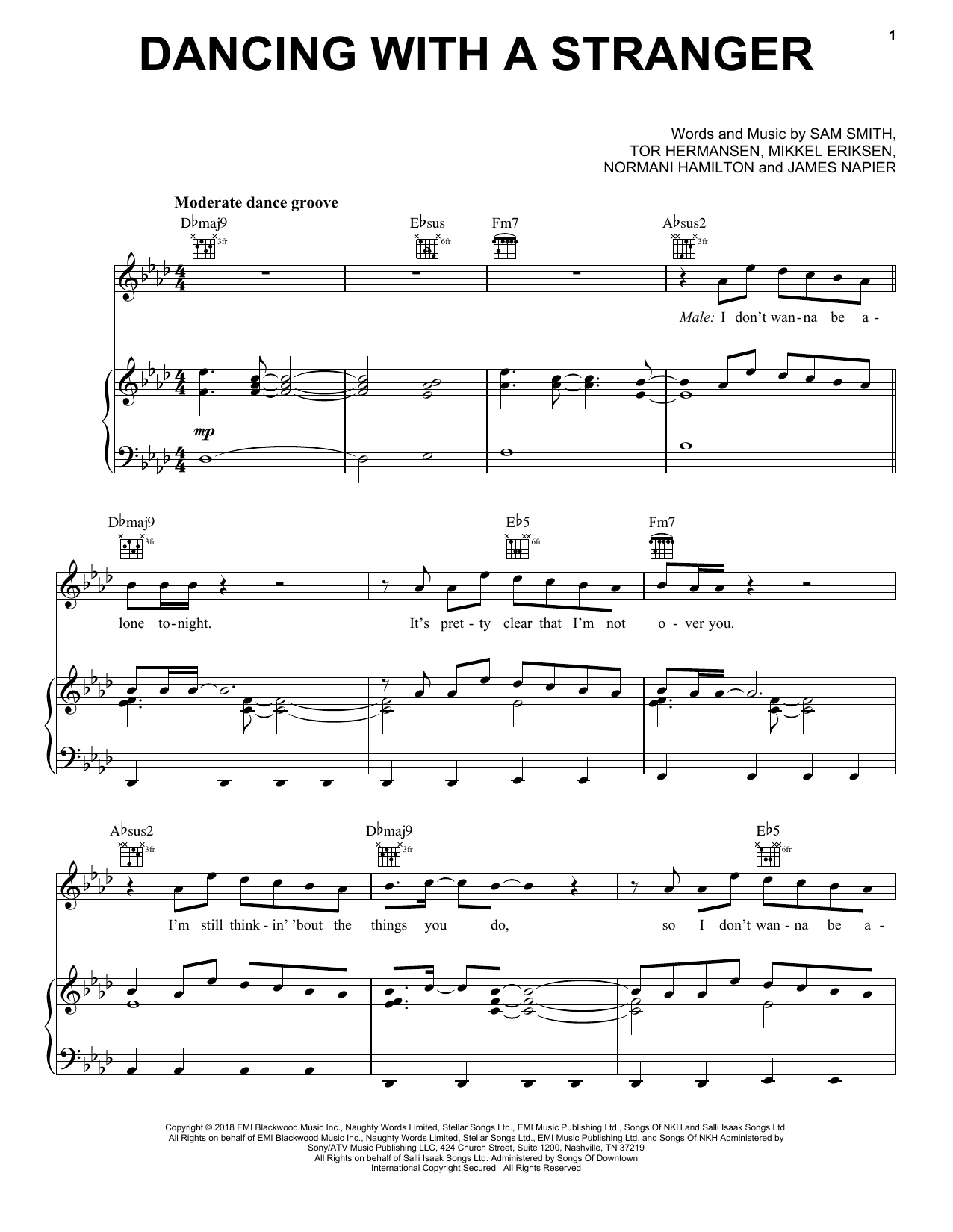 Download Sam Smith & Normani Dancing With A Stranger Sheet Music and learn how to play Super Easy Piano PDF digital score in minutes