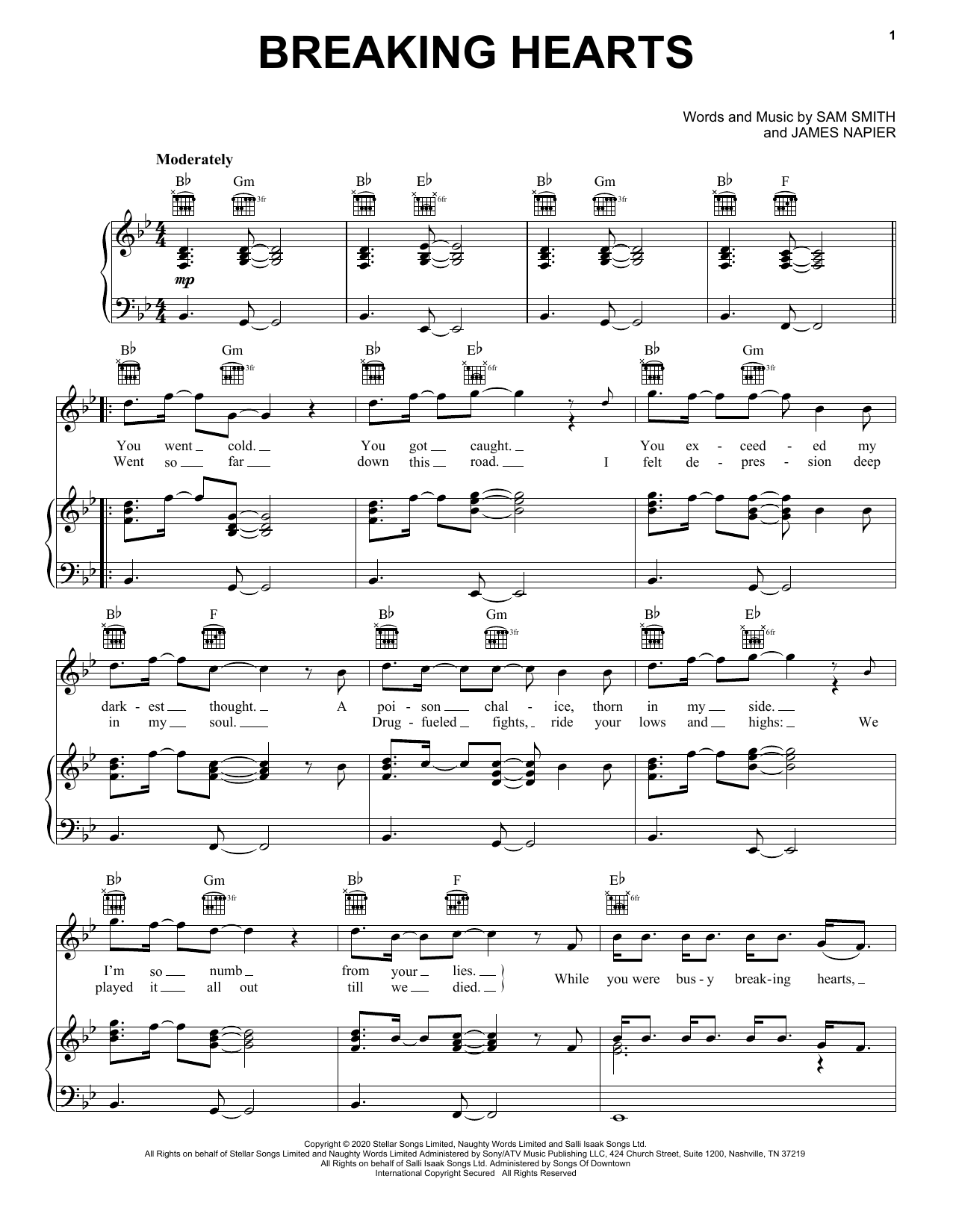 Download Sam Smith Breaking Hearts Sheet Music and learn how to play Piano, Vocal & Guitar Chords (Right-Hand Melody) PDF digital score in minutes