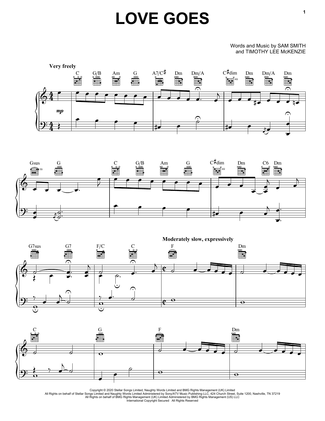 Download Sam Smith Love Goes (feat. Labrinth) Sheet Music and learn how to play Piano, Vocal & Guitar Chords (Right-Hand Melody) PDF digital score in minutes