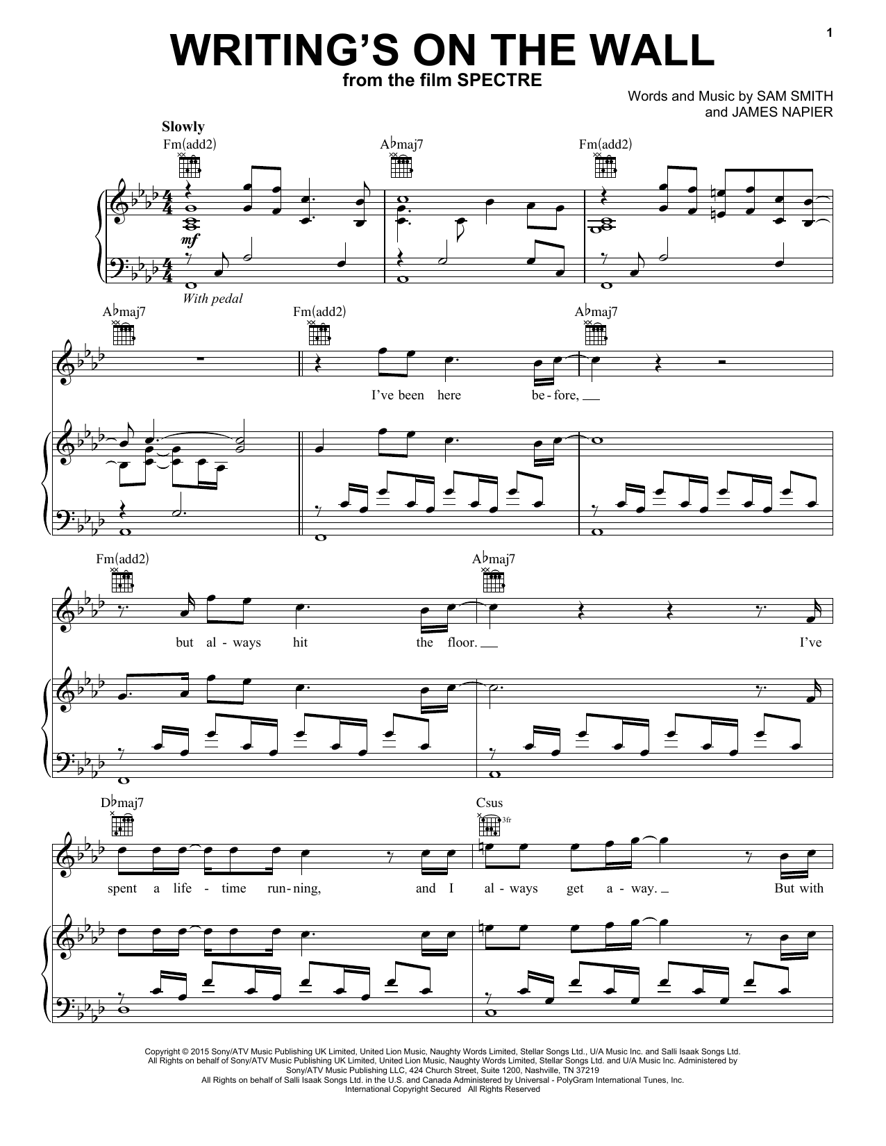 Download Sam Smith Sheet Music and learn how to play Beginner Piano PDF score in minutes