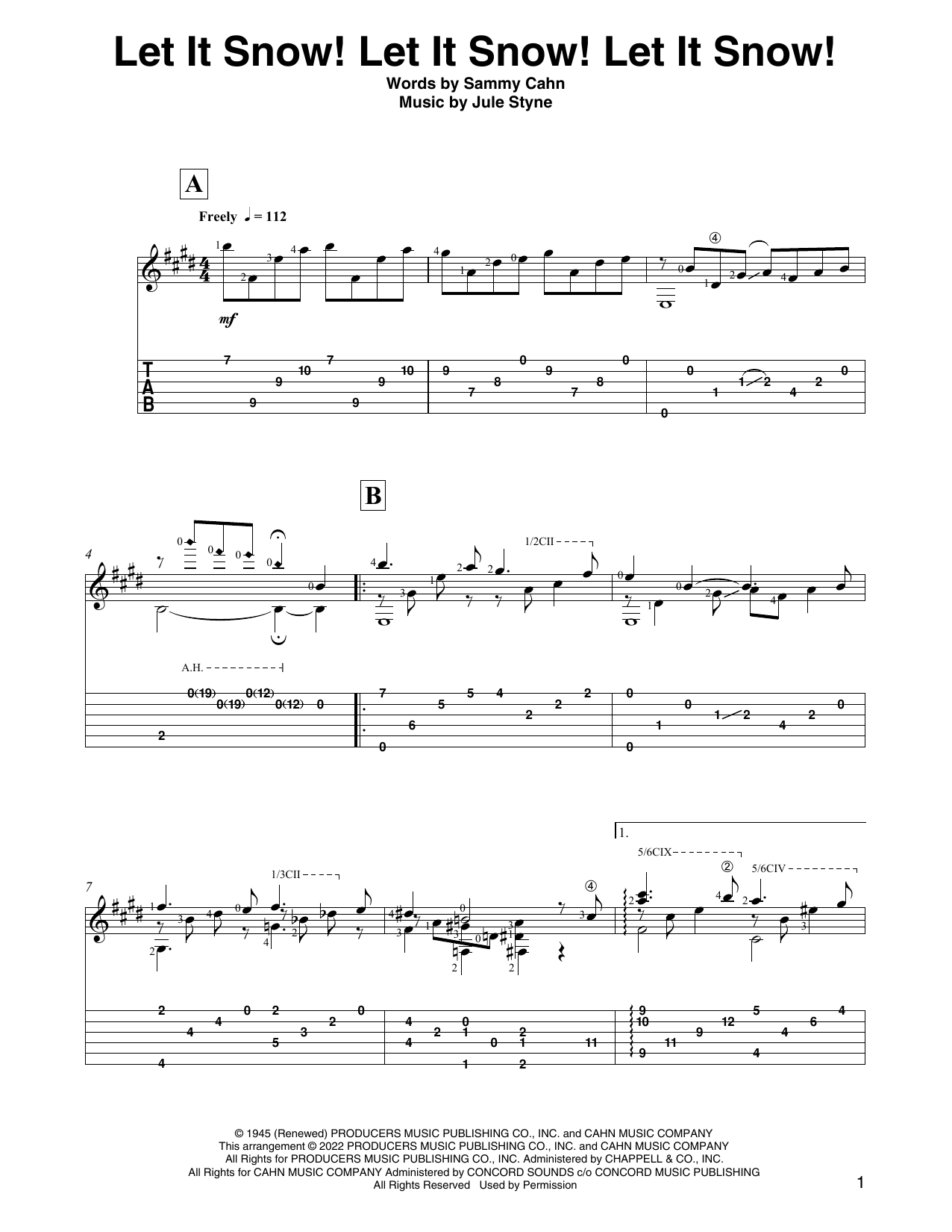 Download Sammy Cahn & Julie Styne Let It Snow! Let It Snow! Let It Snow! (arr. David Jaggs) Sheet Music and learn how to play Solo Guitar PDF digital score in minutes