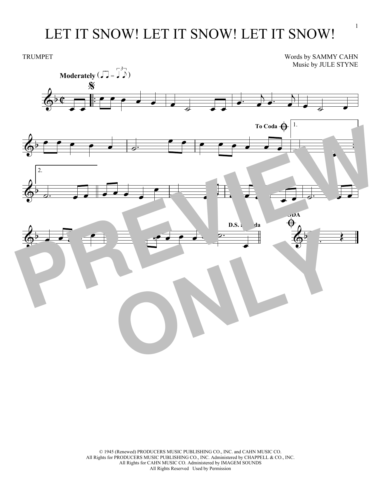 Download Sammy Cahn Let It Snow! Let It Snow! Let It Snow! Sheet Music and learn how to play Cello PDF digital score in minutes