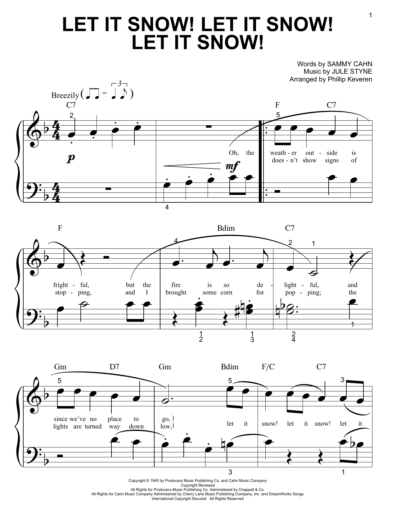 Download Sammy Cahn Let It Snow! Let It Snow! Let It Snow! Sheet Music and learn how to play Piano (Big Notes) PDF digital score in minutes