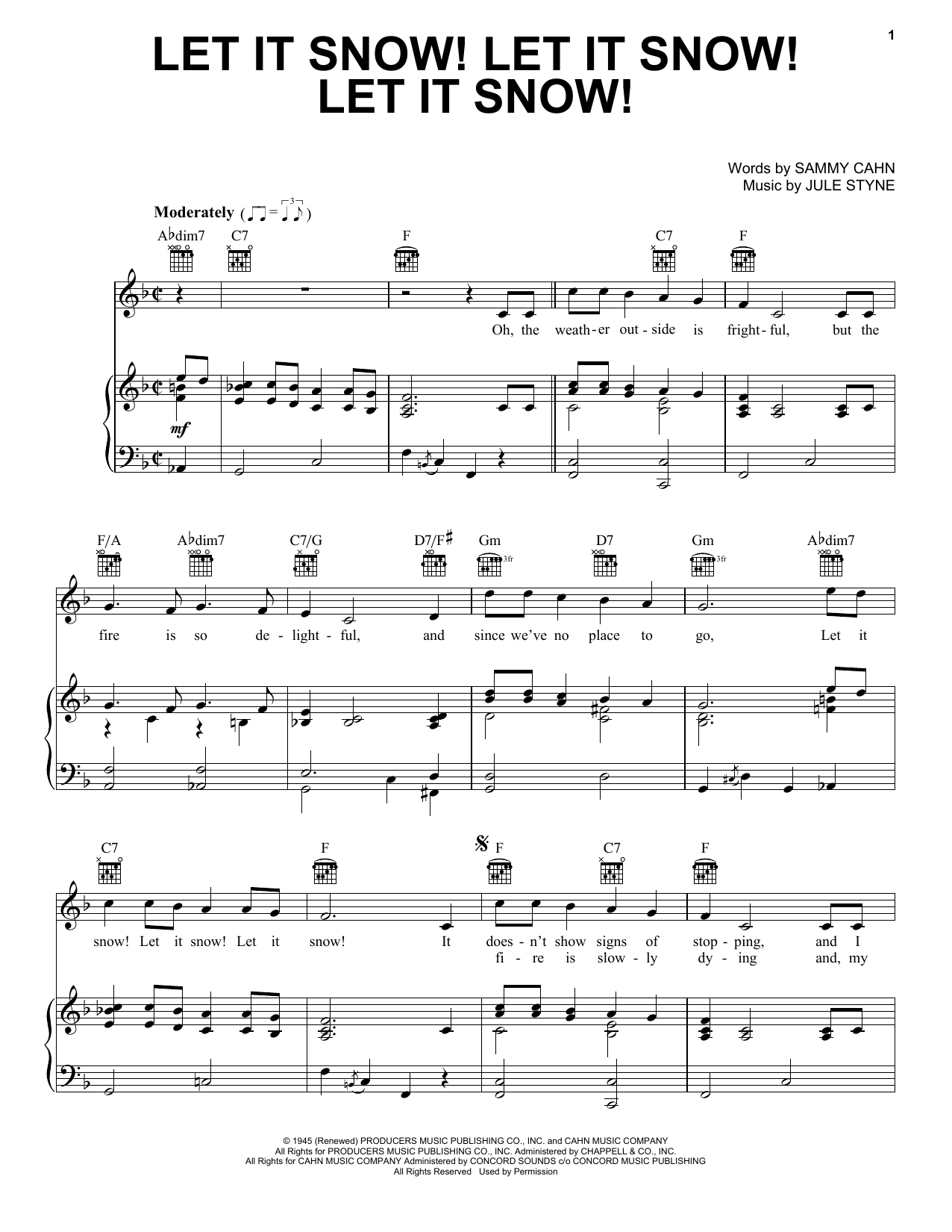Download Sammy Cahn Sheet Music and learn how to play Piano, Vocal & Guitar (Right-Hand Melody) PDF score in minutes