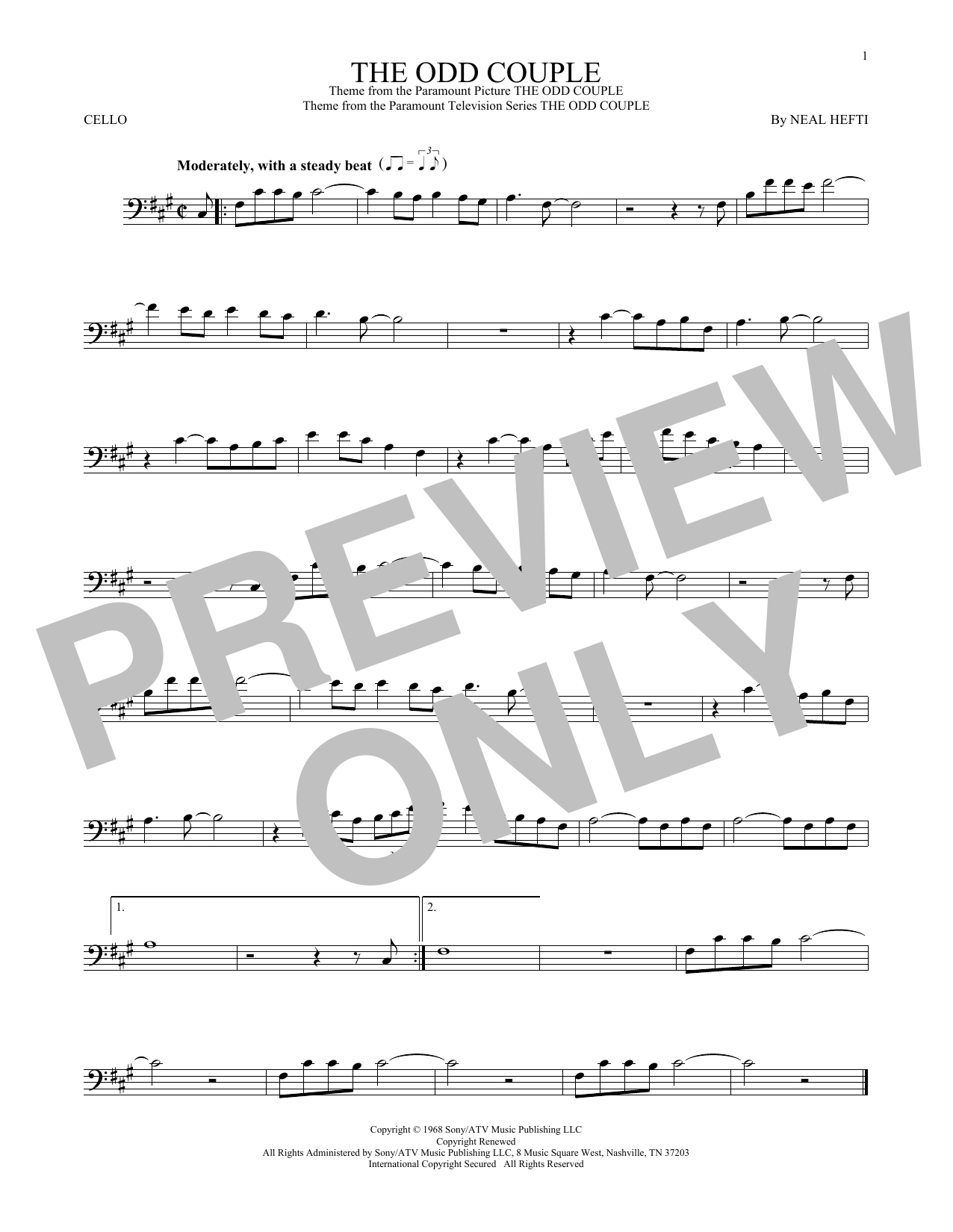 Download Sammy Cahn The Odd Couple Sheet Music and learn how to play Tenor Saxophone PDF digital score in minutes