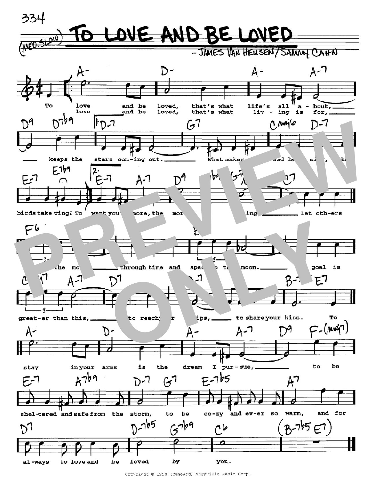 Download Sammy Cahn To Love And Be Loved Sheet Music and learn how to play Real Book – Melody, Lyrics & Chords PDF digital score in minutes