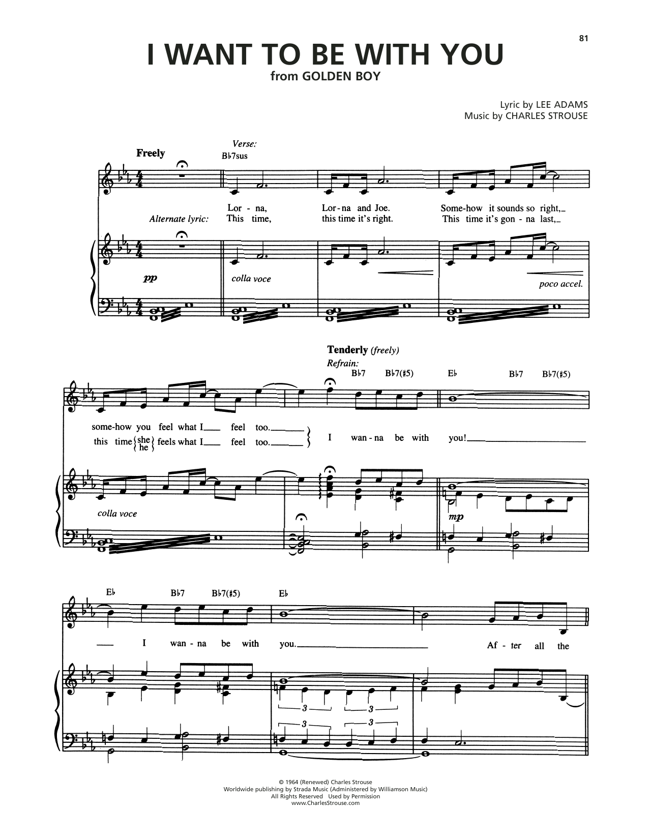 Download Sammy Davis Jr. I Want To Be With You (from Golden Boy) Sheet Music and learn how to play Piano & Vocal PDF digital score in minutes