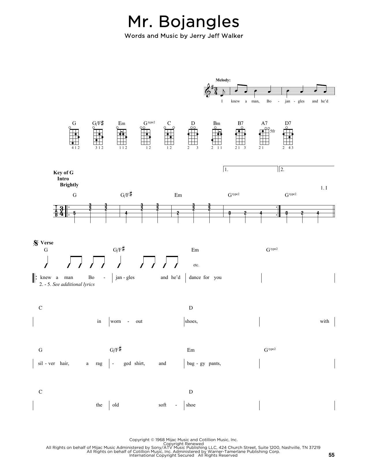 Download Sammy Davis Jr. Mr. Bojangles (arr. Fred Sokolow) Sheet Music and learn how to play Mandolin PDF digital score in minutes