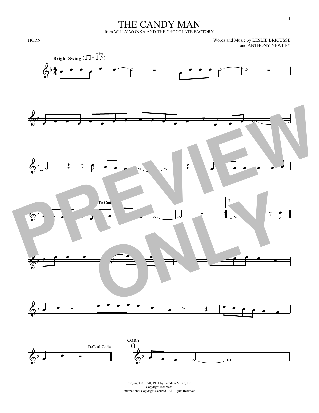Download Sammy Davis Jr. The Candy Man Sheet Music and learn how to play Viola PDF digital score in minutes