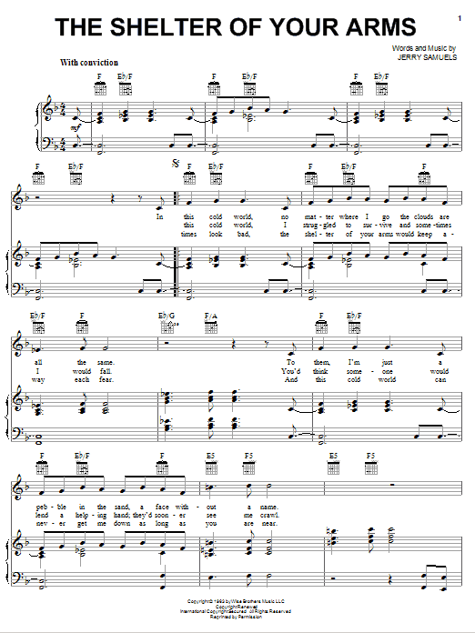 Download Sammy Davis Jr. The Shelter Of Your Arms Sheet Music and learn how to play Piano, Vocal & Guitar (Right-Hand Melody) PDF digital score in minutes