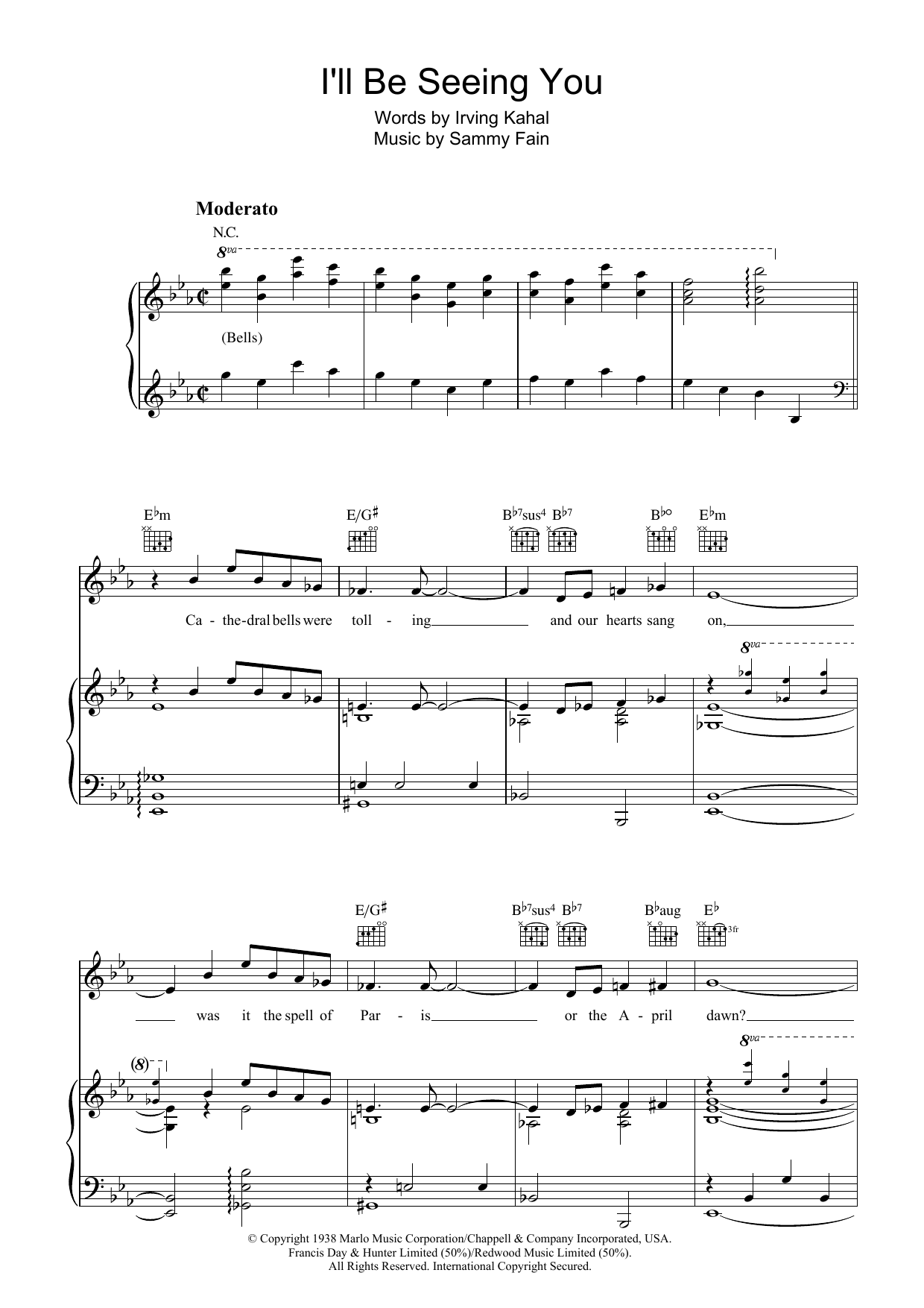 Download Sammy Fain I'll Be Seeing You Sheet Music and learn how to play Lyrics & Chords PDF digital score in minutes