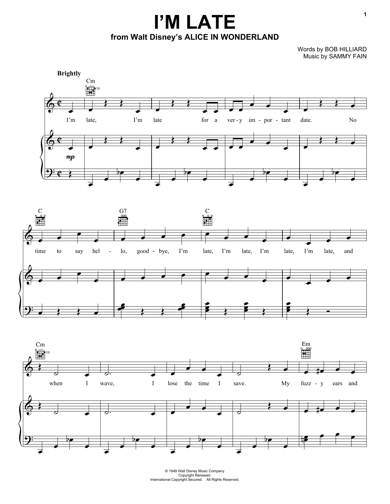 Download Sammy Fain I'm Late Sheet Music and learn how to play Tenor Saxophone PDF digital score in minutes