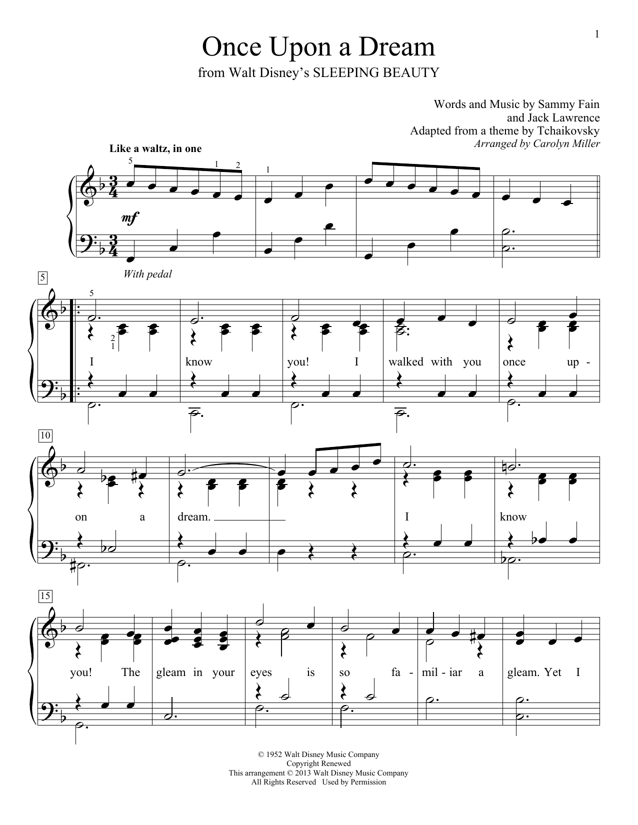 Download Carolyn Miller Once Upon A Dream Sheet Music and learn how to play Easy Piano PDF digital score in minutes