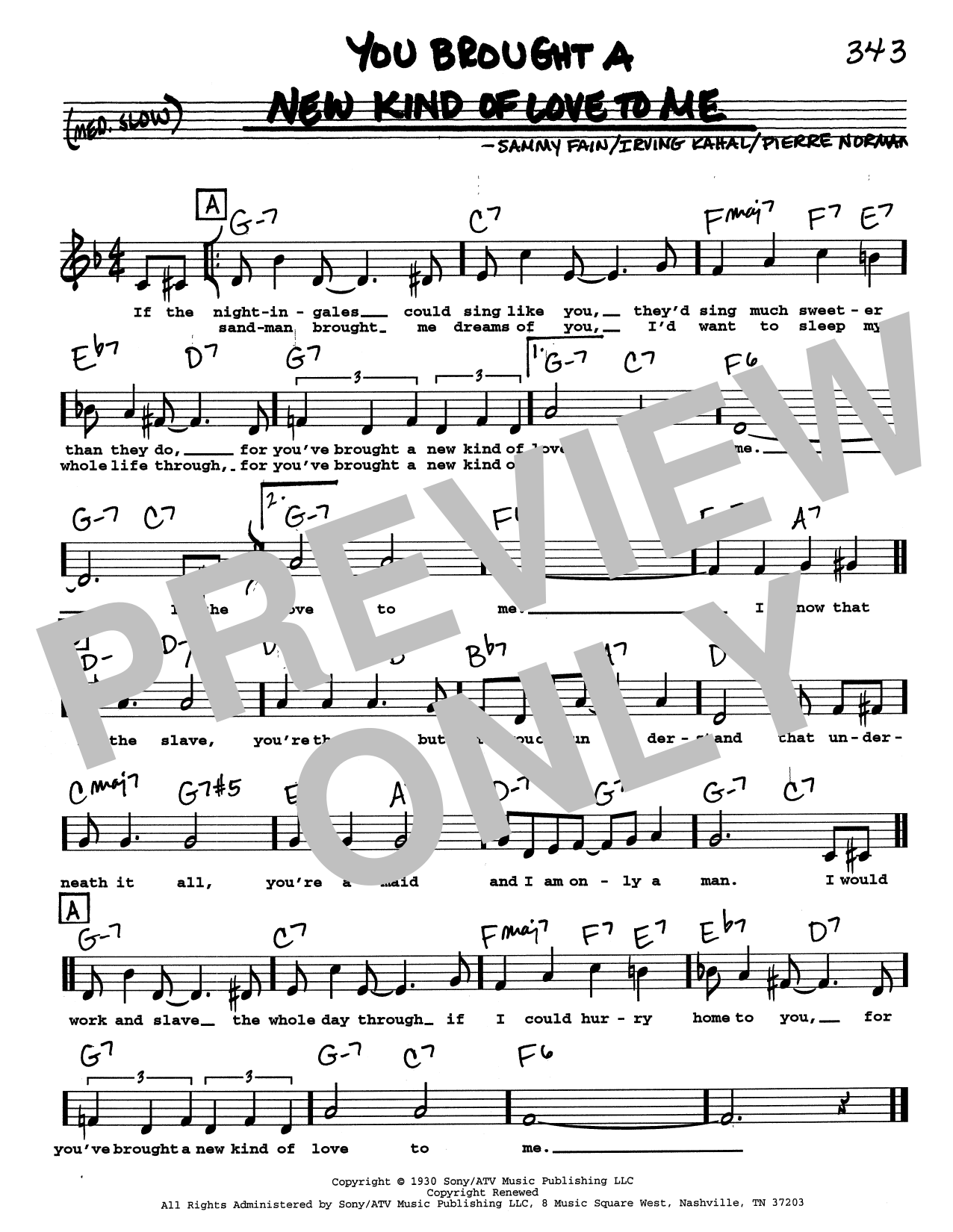 Download Sammy Fain You Brought A New Kind Of Love To Me (Low Voice) Sheet Music and learn how to play Real Book – Melody, Lyrics & Chords PDF digital score in minutes