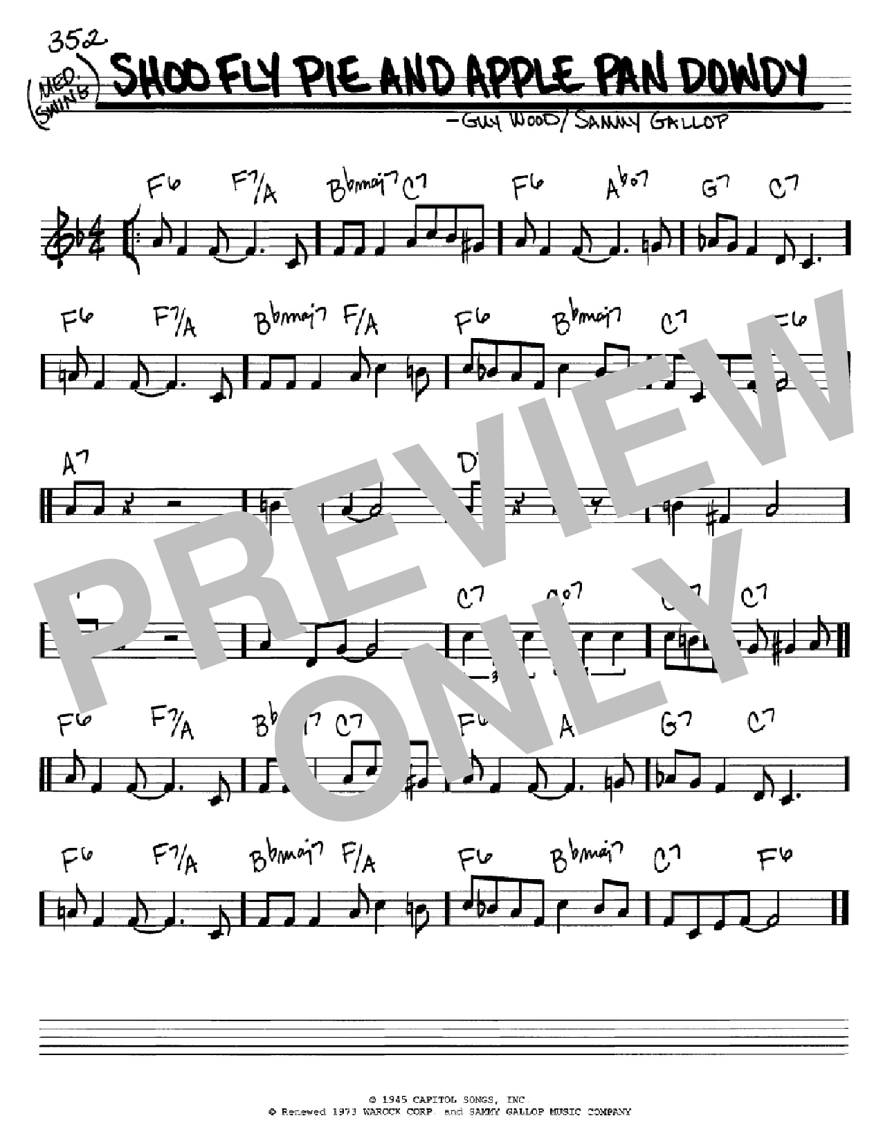 Download Sammy Gallop Shoo Fly Pie And Apple Pan Dowdy Sheet Music and learn how to play Real Book - Melody & Chords - C Instruments PDF digital score in minutes