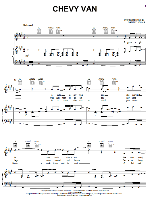 Download Sammy Johns Chevy Van Sheet Music and learn how to play Ukulele PDF digital score in minutes