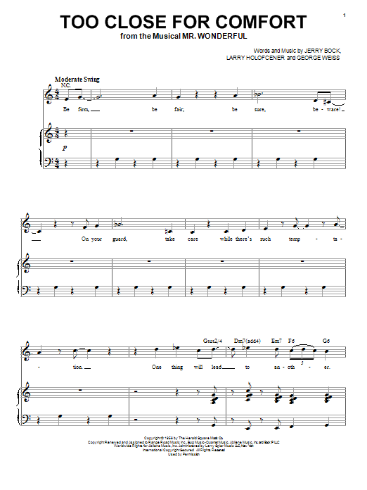 Sammy Davis Jr Too Close For Comfort Sheet Music Notes Download Printable Pdf Score