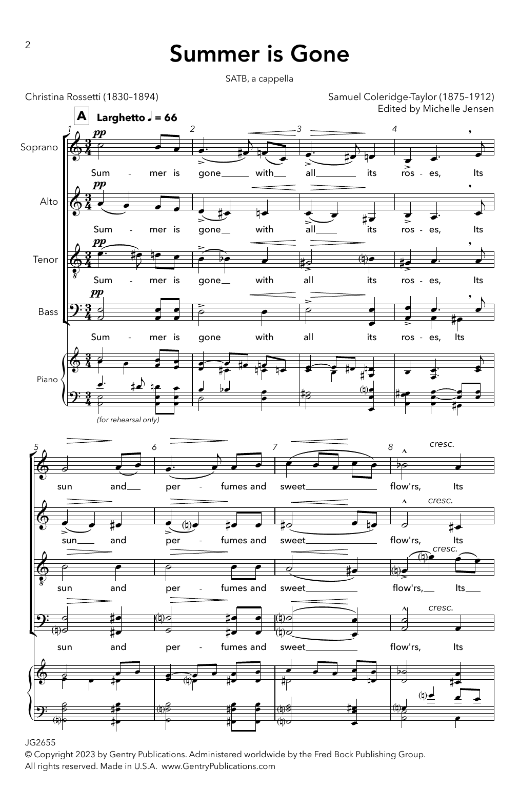 Download Samuel Coleridge-Taylor Summer Is Gone Sheet Music and learn how to play SATB Choir PDF digital score in minutes