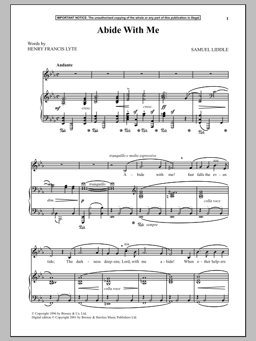 Download Samuel Liddle Abide With Me Sheet Music and learn how to play Piano & Vocal PDF digital score in minutes