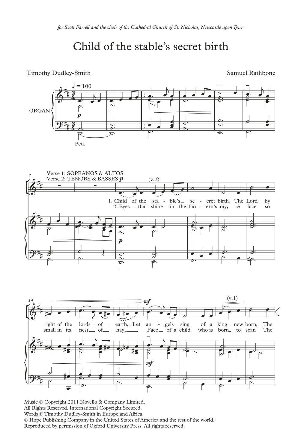 Download Samuel Rathbone Child Of The Stable's Secret Birth Sheet Music and learn how to play SATB Choir PDF digital score in minutes