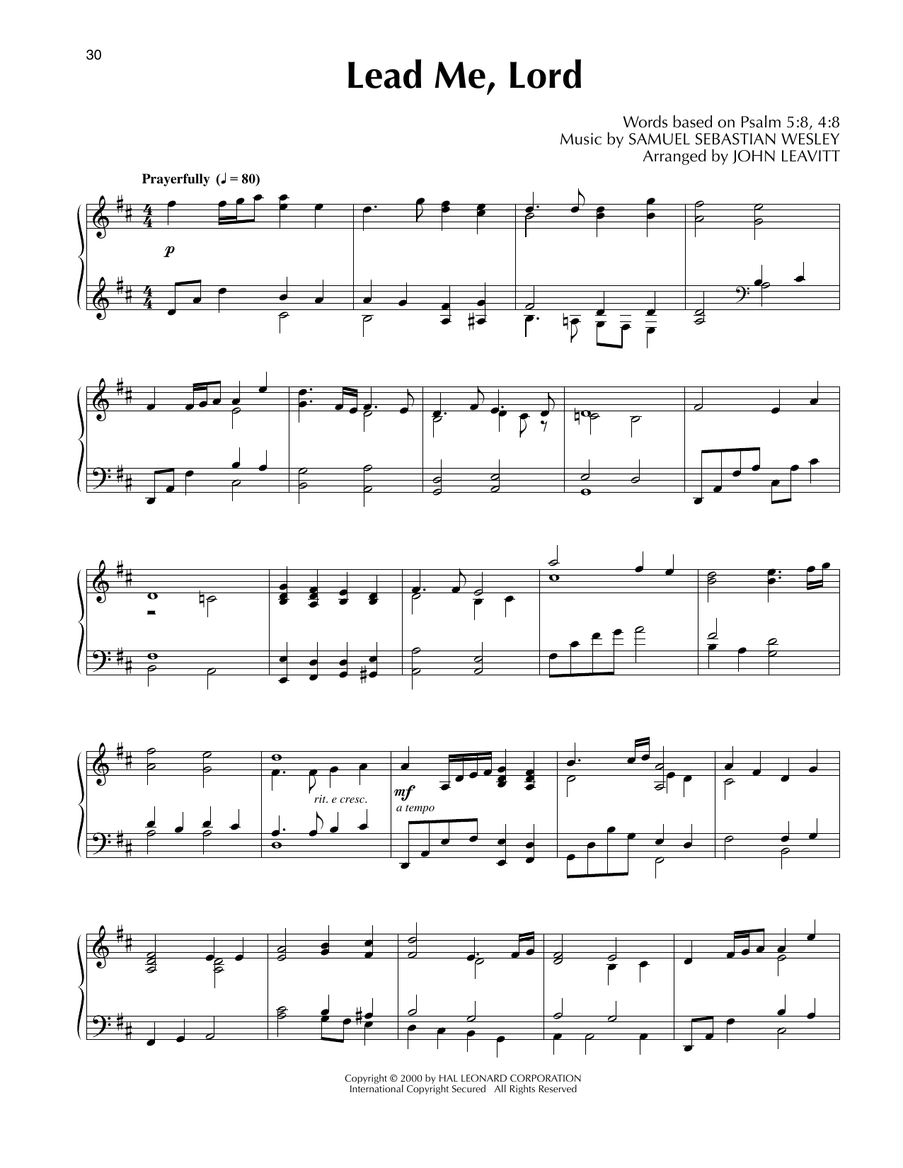 Download Samuel Sebastian Wesley Lead Me, Lord (arr. John Leavitt) Sheet Music and learn how to play Piano Solo PDF digital score in minutes