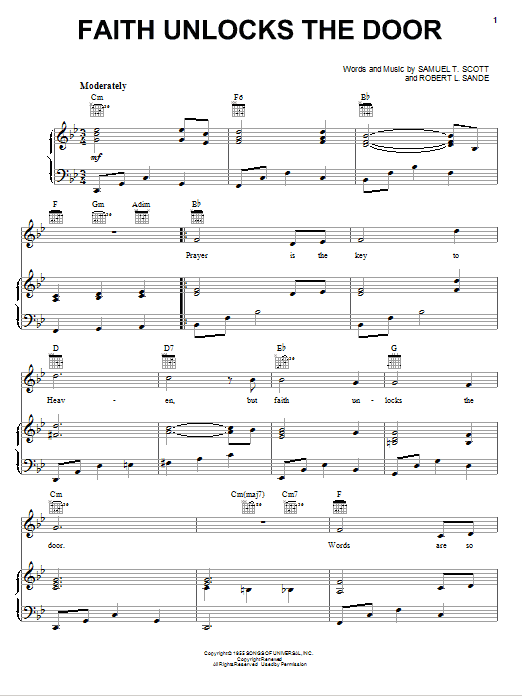 Download Samuel T. Scott Faith Unlocks The Door Sheet Music and learn how to play Piano, Vocal & Guitar (Right-Hand Melody) PDF digital score in minutes