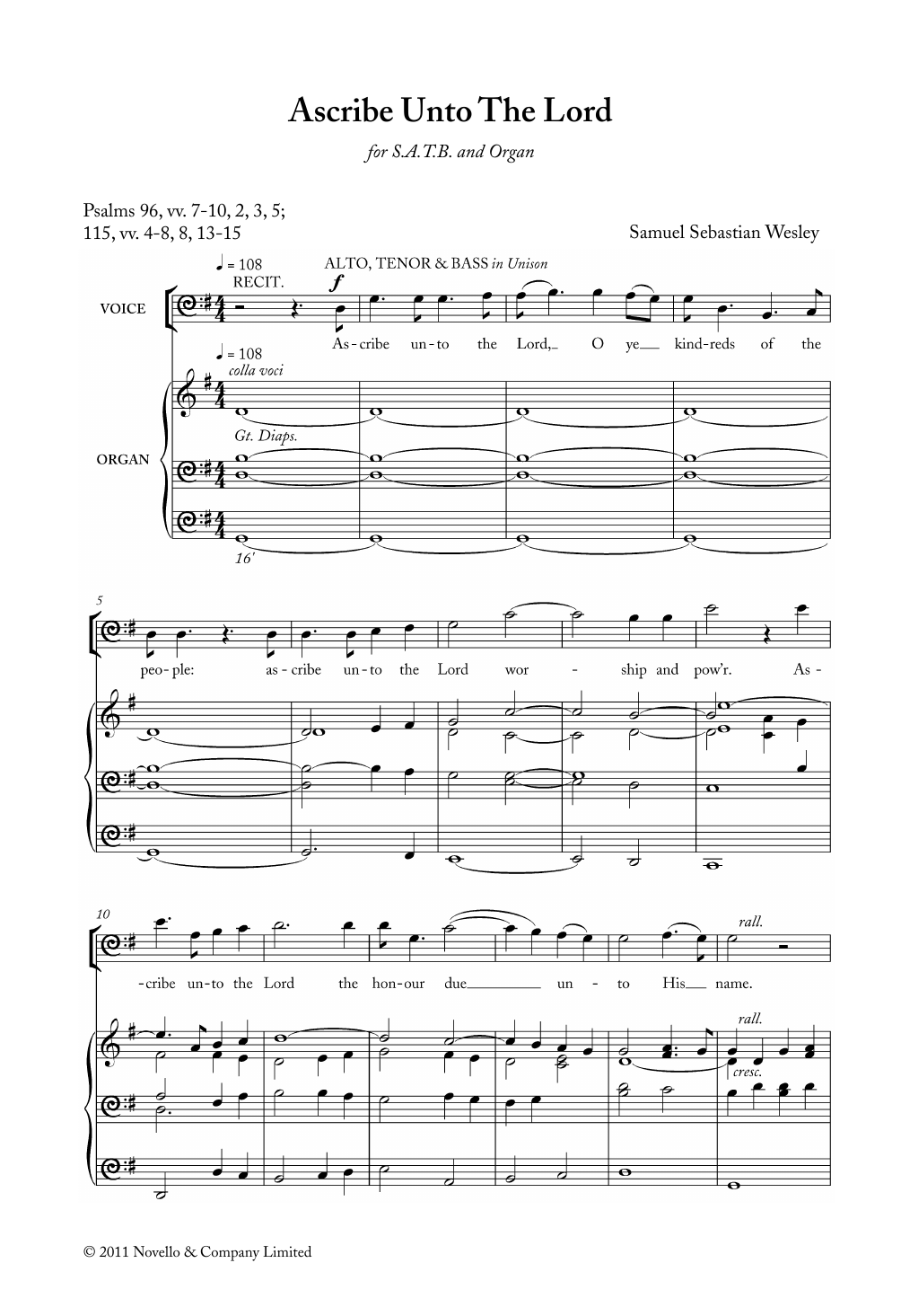 Download Samuel Wesley Ascribe Unto The Lord Sheet Music and learn how to play SATB PDF digital score in minutes