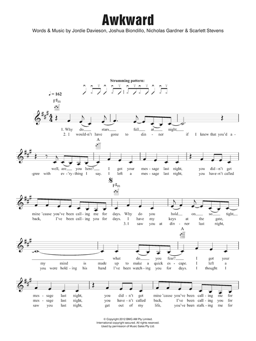 Download San Cisco Awkward Sheet Music and learn how to play Melody Line, Lyrics & Chords PDF digital score in minutes