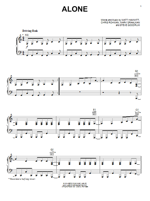 Download Sanctus Real Alone Sheet Music and learn how to play Piano, Vocal & Guitar (Right-Hand Melody) PDF digital score in minutes