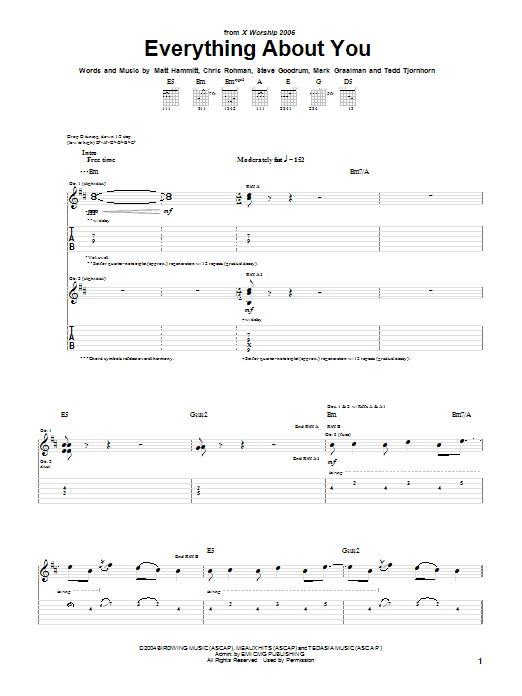 Download Sanctus Real Everything About You Sheet Music and learn how to play Piano, Vocal & Guitar (Right-Hand Melody) PDF digital score in minutes