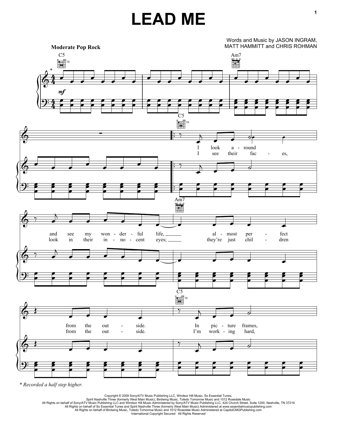 Download Sanctus Real Lead Me Sheet Music and learn how to play Piano, Vocal & Guitar (Right-Hand Melody) PDF digital score in minutes