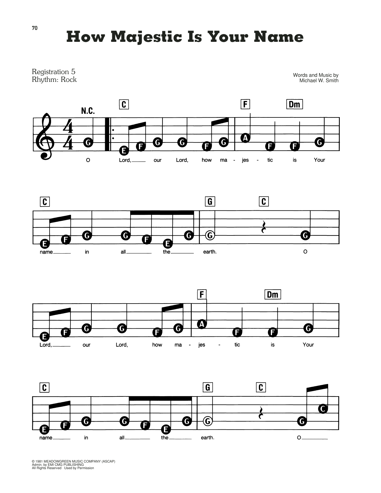 Michael W. Smith "How Majestic Is Your Name" Sheet Music Notes