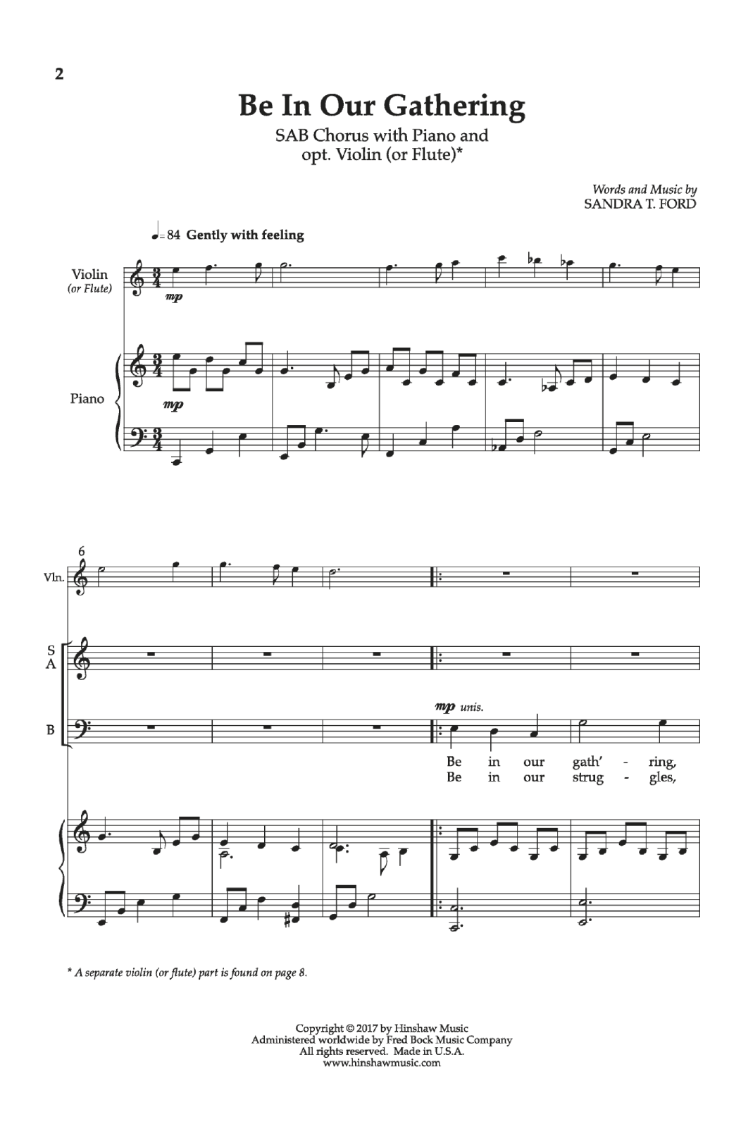 Download Sandra T. Ford Be in Our Gathering Sheet Music and learn how to play Choral PDF digital score in minutes